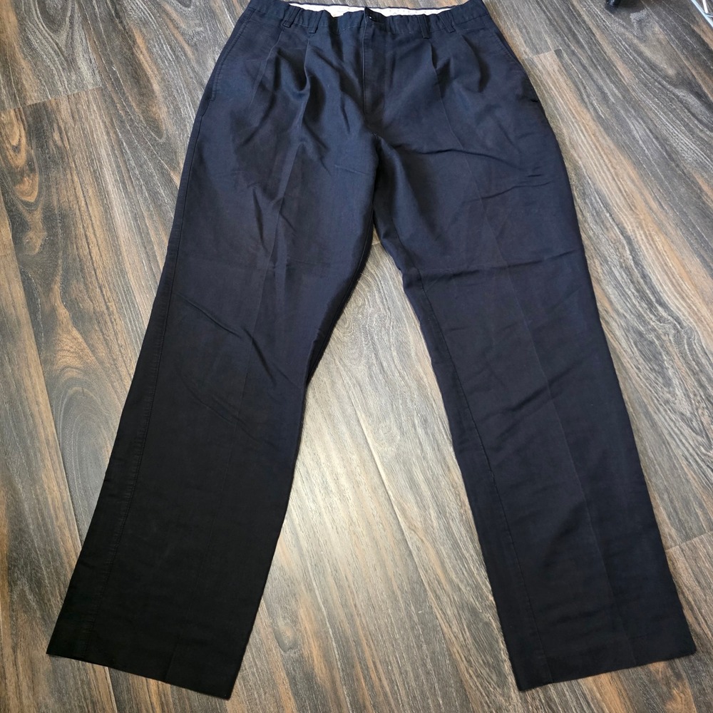 Callaway Golf Sport Mens Pleated Trousers Black Rayon Blend Pants 35x34 vintage